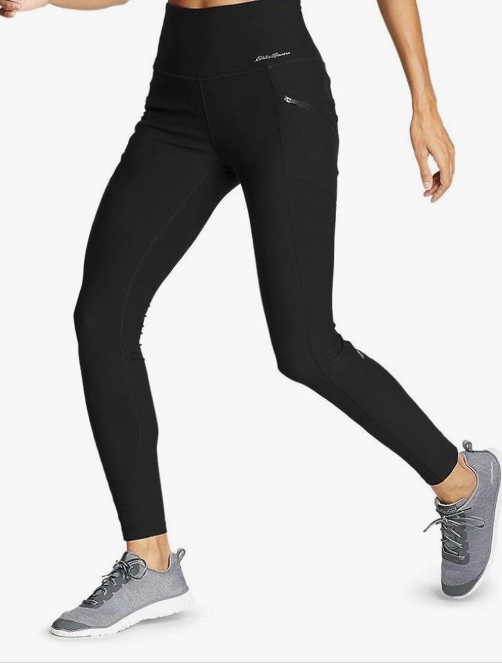 Eddie Bauer High Rise Trail Tight Leggings Blue Medium Tall MT Hiking Zip Pocket